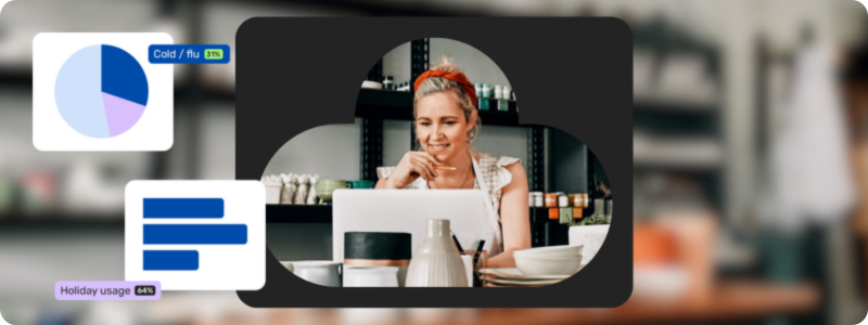 SME potter at her desk looking at spreadsheets