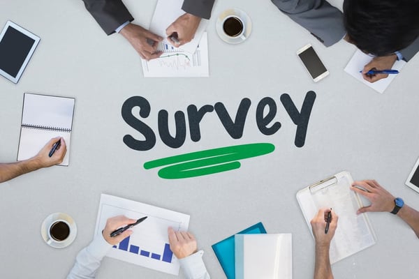 The word survey against business meeting-min