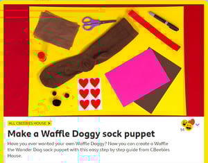 Waffle doggy sock puppet-min