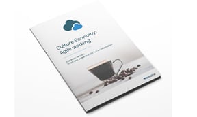 An image of Breathe's Culture Economy: Agile Working guide. The guide aims to help boost productivity, retention and customer satisfaction in an SME whilst improving competitive advantage, too. The guide has an image of a cup of coffee surrounded by coffee beans on it.