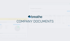 A thumbnail for Breathe's video about their company document management tool. The video explains how to upload a document using the Document Management tool. It has a white background with the words 