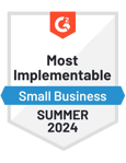 Most Implementable Small Business Summer 2024 G2 Badge