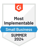 Most Implementable Small Business Summer 2024 G2 Badge