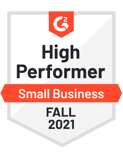 G2 badge - High Performer - Small Business - Fall 2021