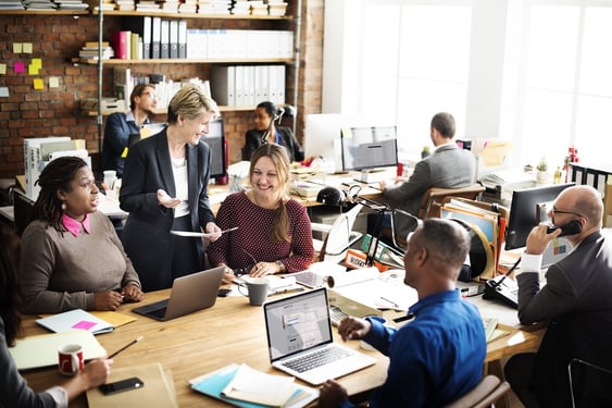 Happy employees in an office