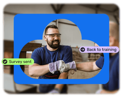 Colleagues fist bumping