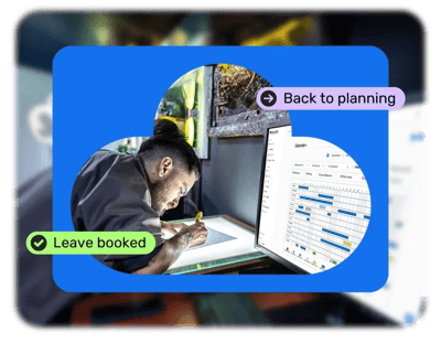 Man next to holiday calendar computer