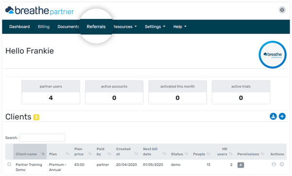 Partner brochure - referrals button