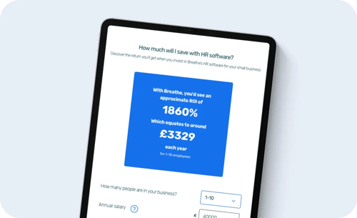 A snapshot of the ROI calculator on a tablet