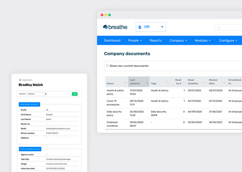 Images of Breathe's document management tool and it's features