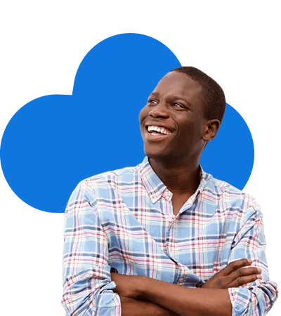 Smiling man with cloud