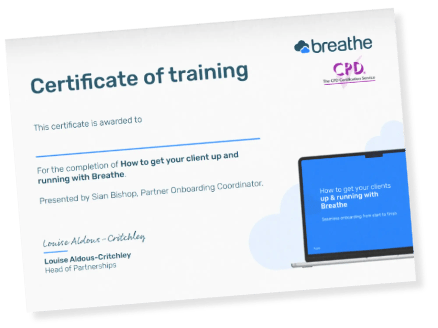 Step 2 - certificate of training