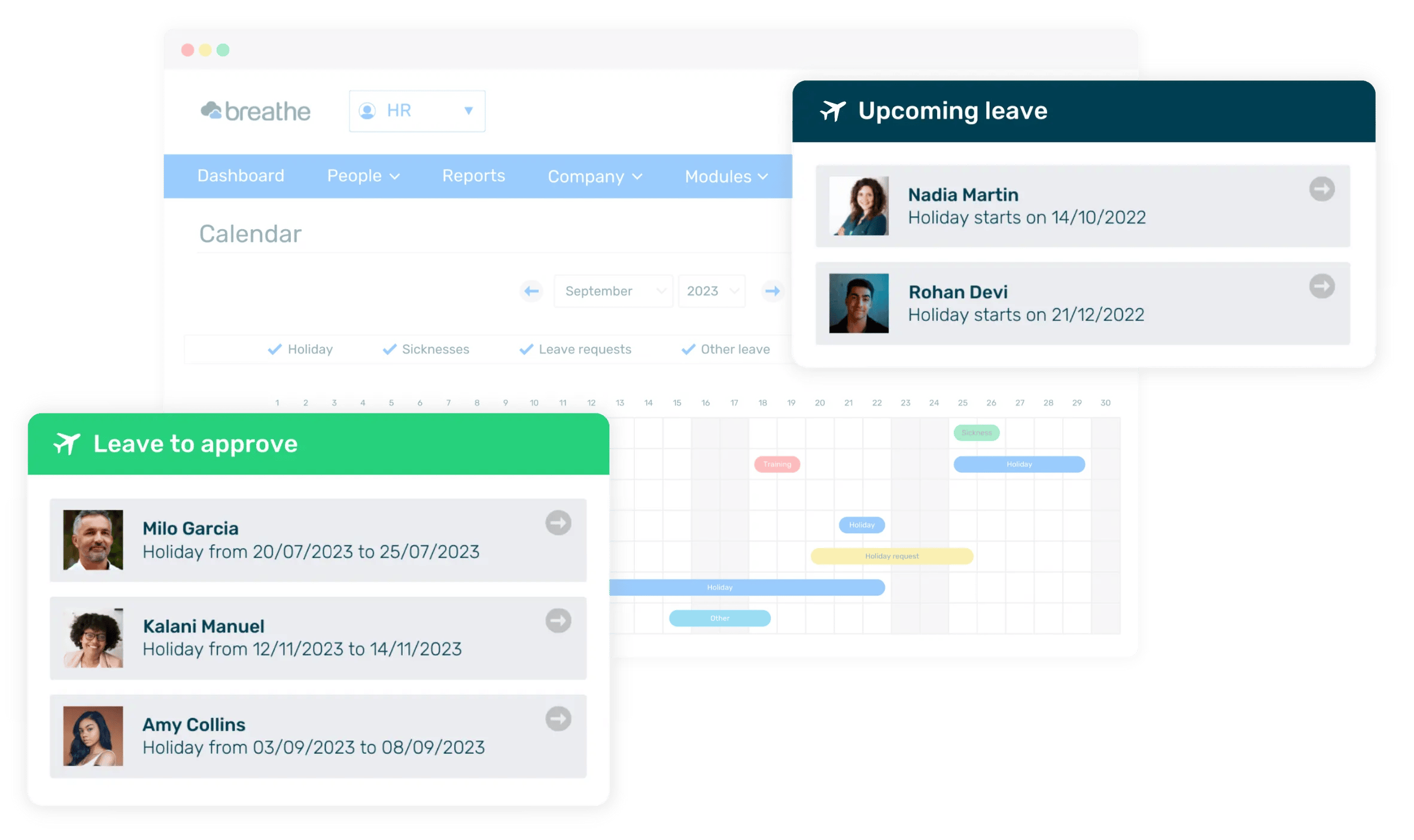 Holiday calendar & leave UI