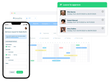 Request holiday on mobile & approve UI