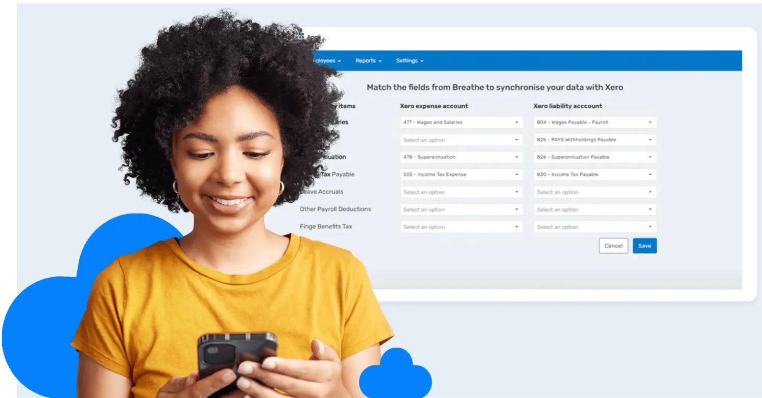 Xero lady smiling with clouds