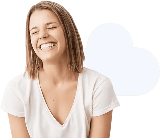 smiling lady with cloud