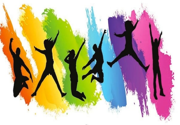 health-and-wellbeing people jumping graphic