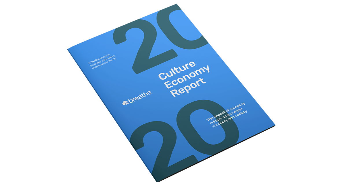 An image of Breathe's Culture Economy Report from 2020. The guide is a light blue book.