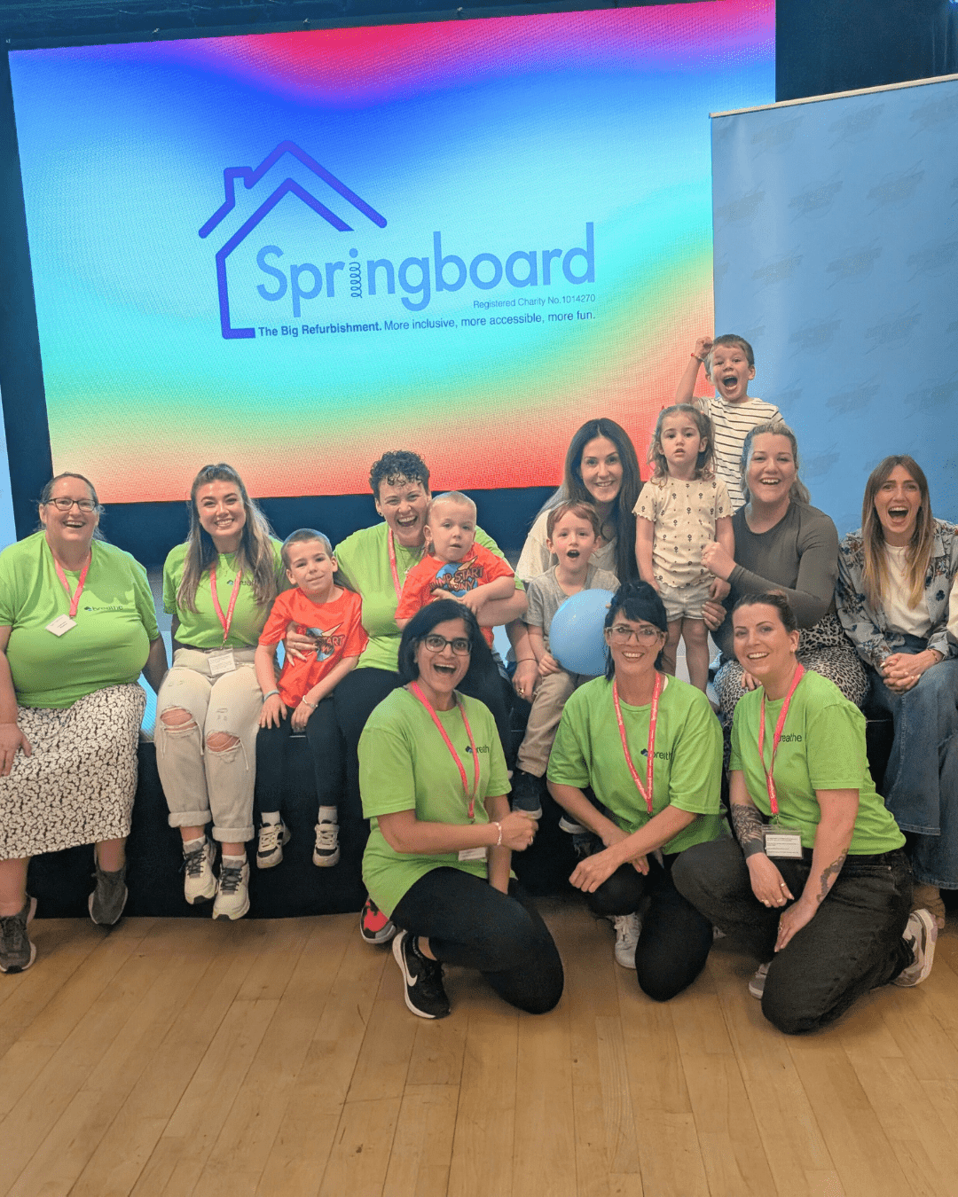 Breathe volunteers at Springboard event - families photo