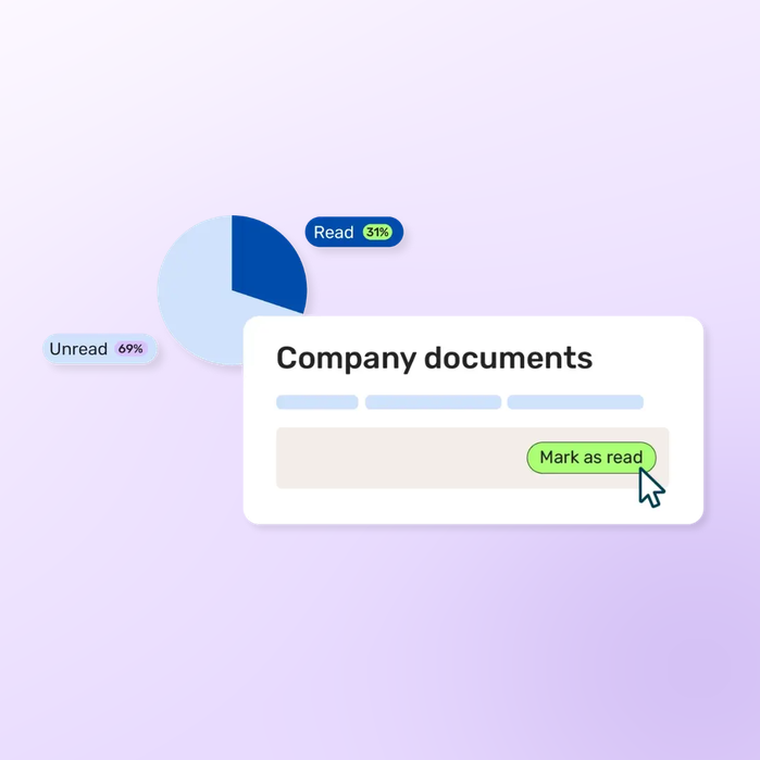 Graphic highlighting some of the functionality of the breathe document storage feature on a lilac gradient background