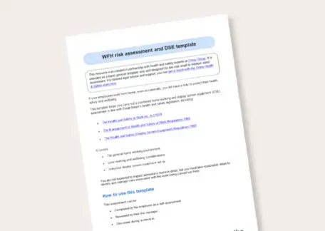WFH risk assessment and DSE assessment template