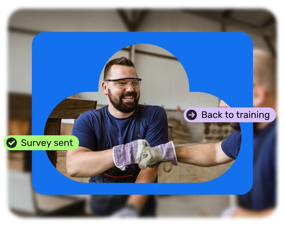Colleagues fist bumping