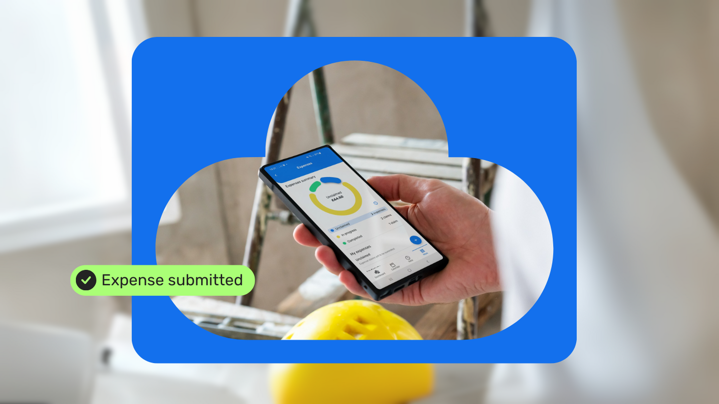 Breathe HR app displaying expenses report on mobile phone with pop up showing expenses have been submitted