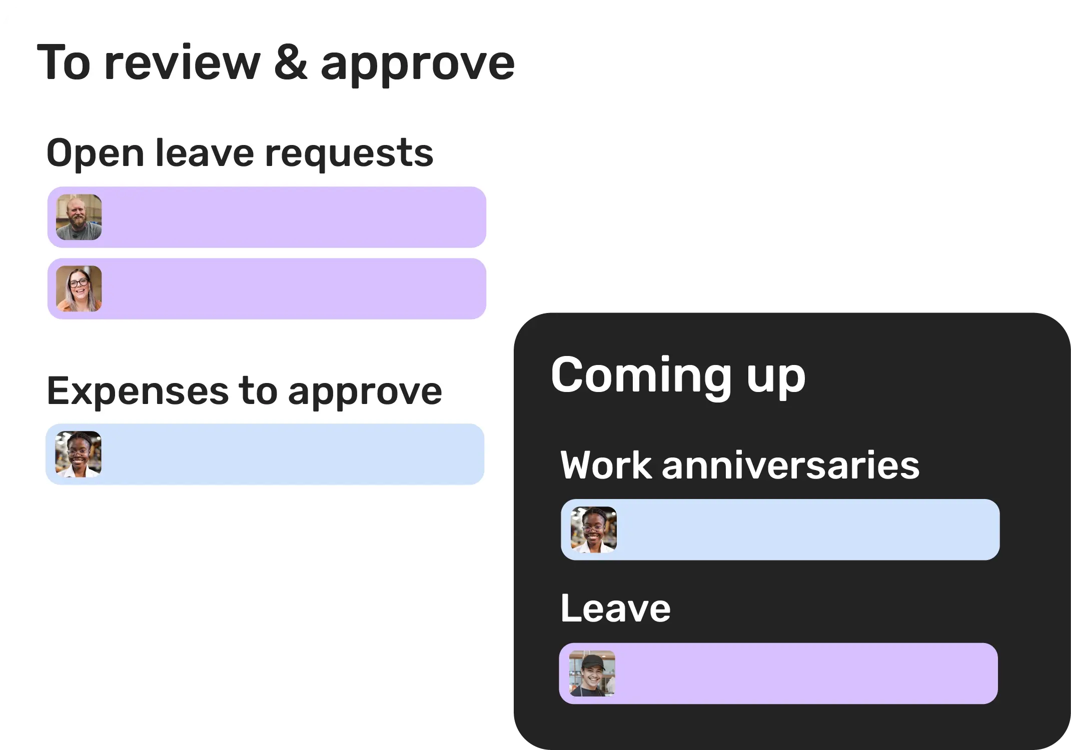 To review & approve and coming up@2x