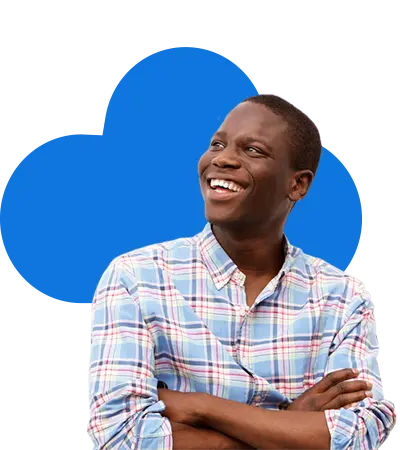 Smiling man with cloud
