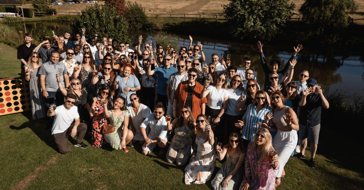 Members of the Breathe team smiling together outdoors - reflecting the friendly, people-first culture supported by wellbeing initiatives like YuLife