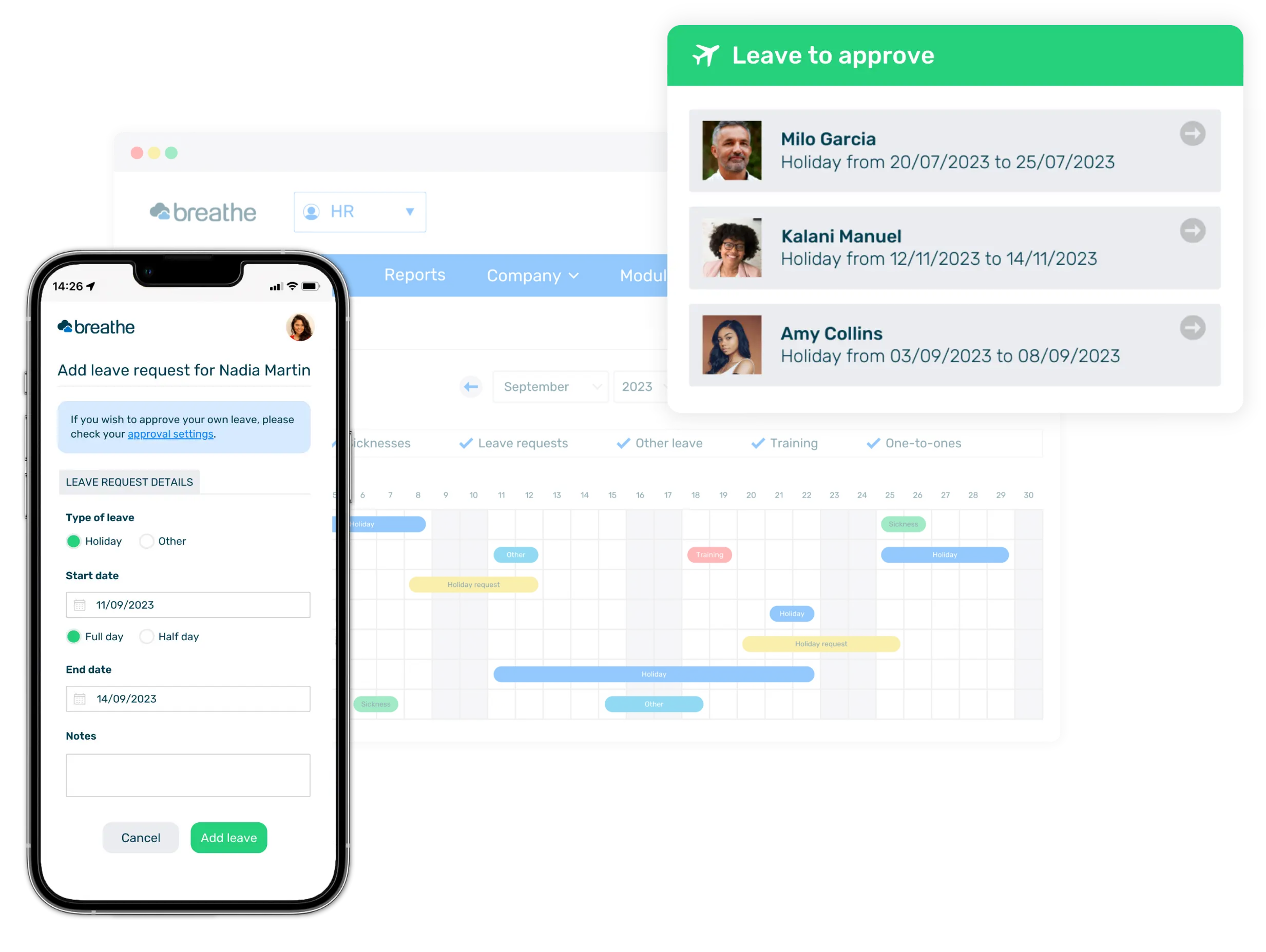 Request holiday on mobile & approve UI