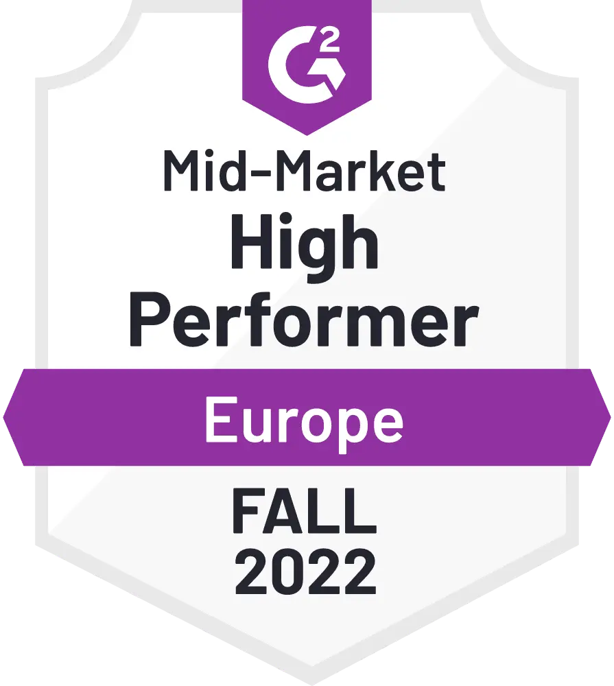 WebP_G2 High Performer_Europe_Mid-Market Badge_Fall 2022