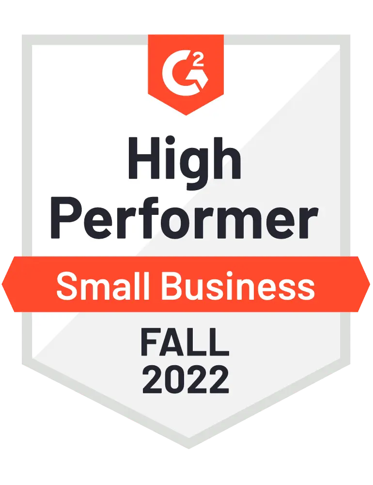 WebP_G2 High Performer_Small Business Badge_Fall 2022