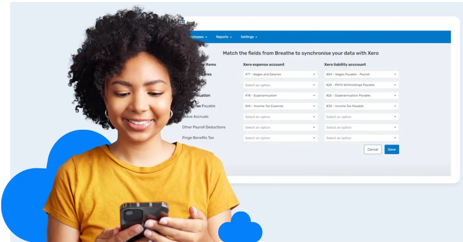 Xero lady smiling with clouds